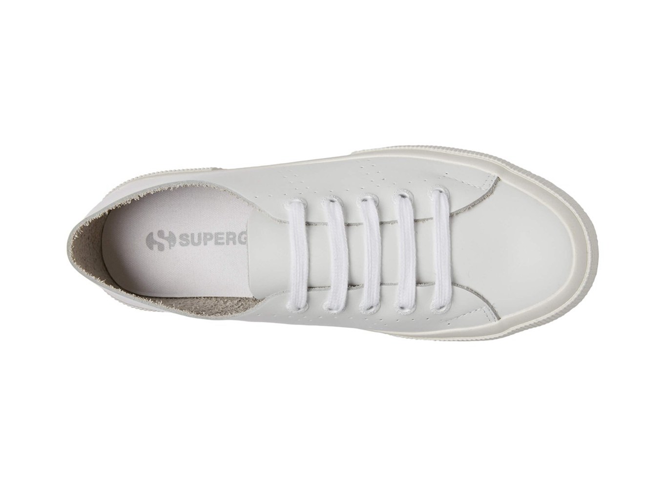 Zapatillas Superga Mujer Blancas - 2750 Rawcutleatheru Cuero - 298037BIT